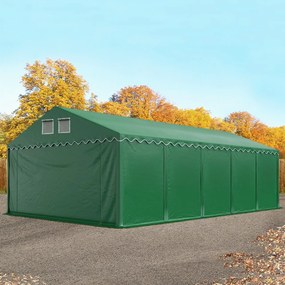 TOOLPORT 5x10 m tenda capannone, altezza 2,6m, PVC 800, telaio perimetrale, verde scuro, con statica (sottofondo in cemento) - (49335)
