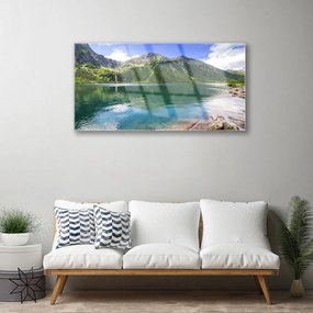 Quadro in vetro acrilico Paesaggio del lago di montagna 100x50 cm