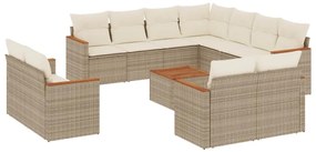 Set divani da giardino 12 pz con cuscini beige in polyrattan