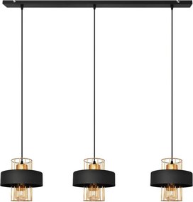 Lampadario a sospensione su cavo VOLTA 3xE27/15W/230V nero/oro rosa