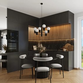 Lampadario nero con paralume in vetro Orbital – Sollux