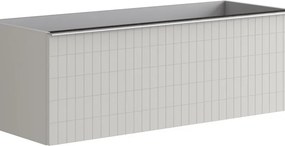 Mobile da bagno sospeso sotto lavabo Pixel grid 2 cassetti L 120 x H 40 x P 45.5 cm grigio pastello e maniglia alluminio brillante