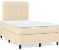 Letto a Molle con Materasso e LED Crema 120x190 cm in Tessuto 3270216