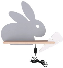 Applique LED per bambini con mensola RABBIT LED/4W/230V grigio/bianco/legno