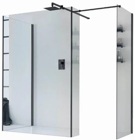 Walk-in wens L 68 x H 200 cm, vetro 6 mm vetro senza finitura / trasparente nero