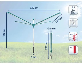 Stendino da giardino argentato 60 m Linomatic 600 Deluxe Cover – LEIFHEIT