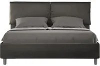 Letto Matrimoniale rivestito in Microfibra - MADOS Dimensione Rete: 160x210, Tipologia Letto: Senza Rete, Colore: Grigio