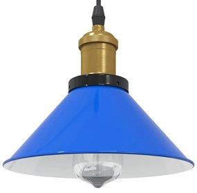 Lampada A Sospensione Regolabile E27 Blu Scuro Ø22 Cm Metallo /