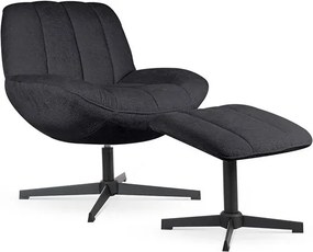 Poltrona girevole Luna con poggiapiedi nero – 71x81x81 cm