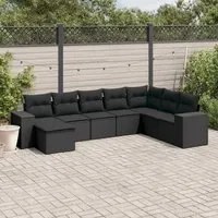 Set Divani da Giardino con Cuscini 8 pz Nero in Polyrattancod mxl 113202