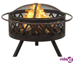 vidaXL Braciere Rustico con Attizzatoio 76 cm XXL in Acciaio