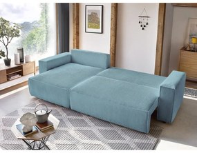 Divano letto a coste blu chiaro ad angolo variabile Nihad - Bobochic Paris