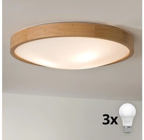 Brilagi - Lampada LED da soffitto CARVALHO SLIM 3xE27/60W/230V rovere Ø47 cm