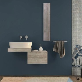 Mensolone da bagno 60 cm rovere sbiancato con pensile da 100 cm e cassettone da 50 cm