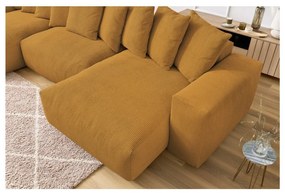 Divano angolare color senape con rivestimento in velluto a coste Voltaire – Bobochic Paris