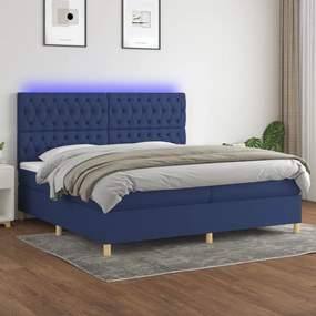 Letto a molle materasso e led blu 200x200cm in tessuto