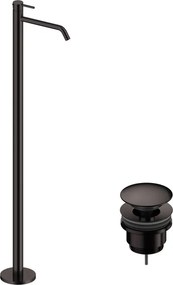 Rubinetto per lavabo centrostanza Loop grigio spazzolato lucido SANYCCES con piletta
