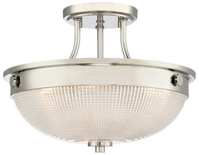 Lampadario Contemporaneo Mantle Vetro Nichel Lucido 2 Luci E27