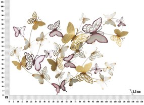 PANNELLO DA MURO BUTTERFLIES ORO/BORDEAUX CM 132X3,5X95,5