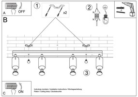 Plafoniera da soffitto in Acciaio 4xGU10 RING 4L Bianca Orientabile