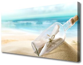 Quadro su tela Lettera d'arte della bottiglia da spiaggia 100x50 cm