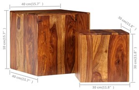 Set Tavolini da Caffè 2 pz in Massello di Sheesham 70x70x30 cm