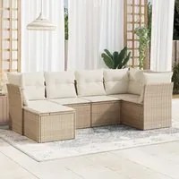 Set Divano da Giardino 6 pz con Cuscini Beige in Polyrattan 3217948