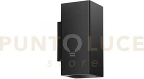 Applique a parete duduk quadrata nera 2 luci attacco gu10 10x8x18cm...