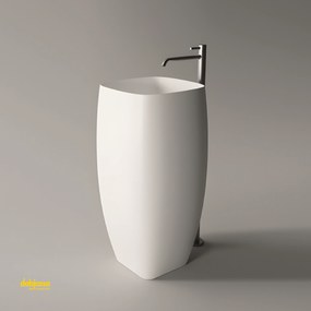 Alice Ceramica " Nur" Lavabo Freestanding Bianco Lucido con Scarico a Parete