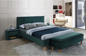 Letto Azurro imbottito in velluto verde - 160x200 cm