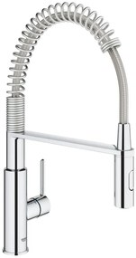 Rubinetto da cucina con doccetta a collo di cigno Get Clova argento cromato lucido GROHE