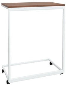 Tavolino con Ruote Bianco 55x35x70 cm in Legno Multistrato