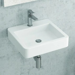 Lavandino bagno design piccolo 45cm in ceramica bianca |Litos-540 - KAMALU
