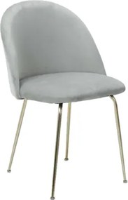 Sedia poltroncina in velluto Grigio Chiaro con gambe in metallo Oro - PARIS 2 sedie