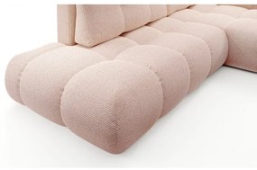 Divano letto angolare imbottito con contenitore a L ALMADA, lato destro, rosa