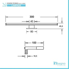 Lampada LED per specchio 30 cm luce fredda e doppia installazione
