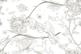 Carta da parati – Natura morta vintage con uccellini