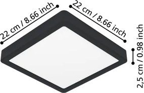 Eglo 901303-LED Plafoniera FUEVA LED/10,5W/230V 2700/4000/6500K 22x22cm nero