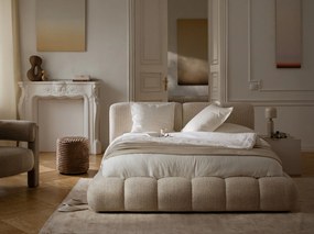 Letto imbottito Solange con contenitore in chenille Silencio – 140x200 cm