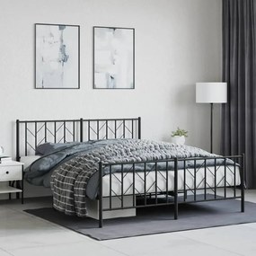 Giroletto Senza Materaso Con Pediera İn Metallo Nero 160x200 Cm /