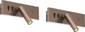 Set di 2 lampade da parete moderne bronzo scuro regolabili con USB-C incl. LED - Modric