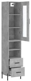 Credenza grigio cemento 34,5x34x180 cm in legno multistrato