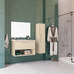 Mobile sottolavabo e lavabo Argo per vasca centrale effetto legno chiaro L 79 x H 53 x P 45 cm 1 cassetto, top incluso