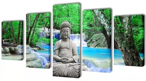 5 pz Set Stampa su Tela da Muro Buddha 200 x 100 cm