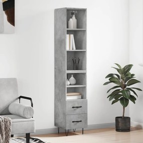 Credenza Grigio Cemento 34,5x34x180 cm in Legno Multistrato