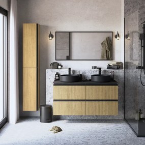 Mobile sottolavabo e lavabo Studio per vasca centrale rovere rigato L 60 x H 58 x P 48.1 cm 4 cassetti, top incluso
