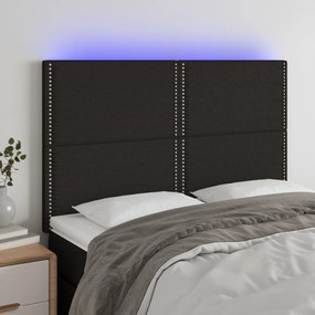 Testiera A Led Nera 144x5x118/128 Cm İn Tessuto /