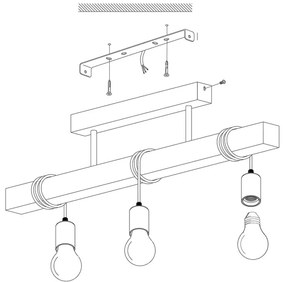 Eglo 33166 - Lampadario fisso TOWNSHEND 3xE27/60W/230V