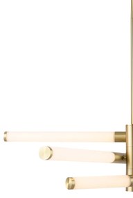 Lampadario A Sospensione Moderno Axis Alluminio Oro Acrilico 3 Luci Led 28W