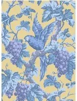 Cole & Son Carta da parati Woodvale Orchard - Hyacinth, Lilac & China Blue on Ochre